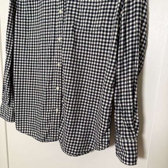 Uniqlo Flannel Shirt Womens Sz L White Black Checkered Button Up Long Sleeve - Picture 3 of 11